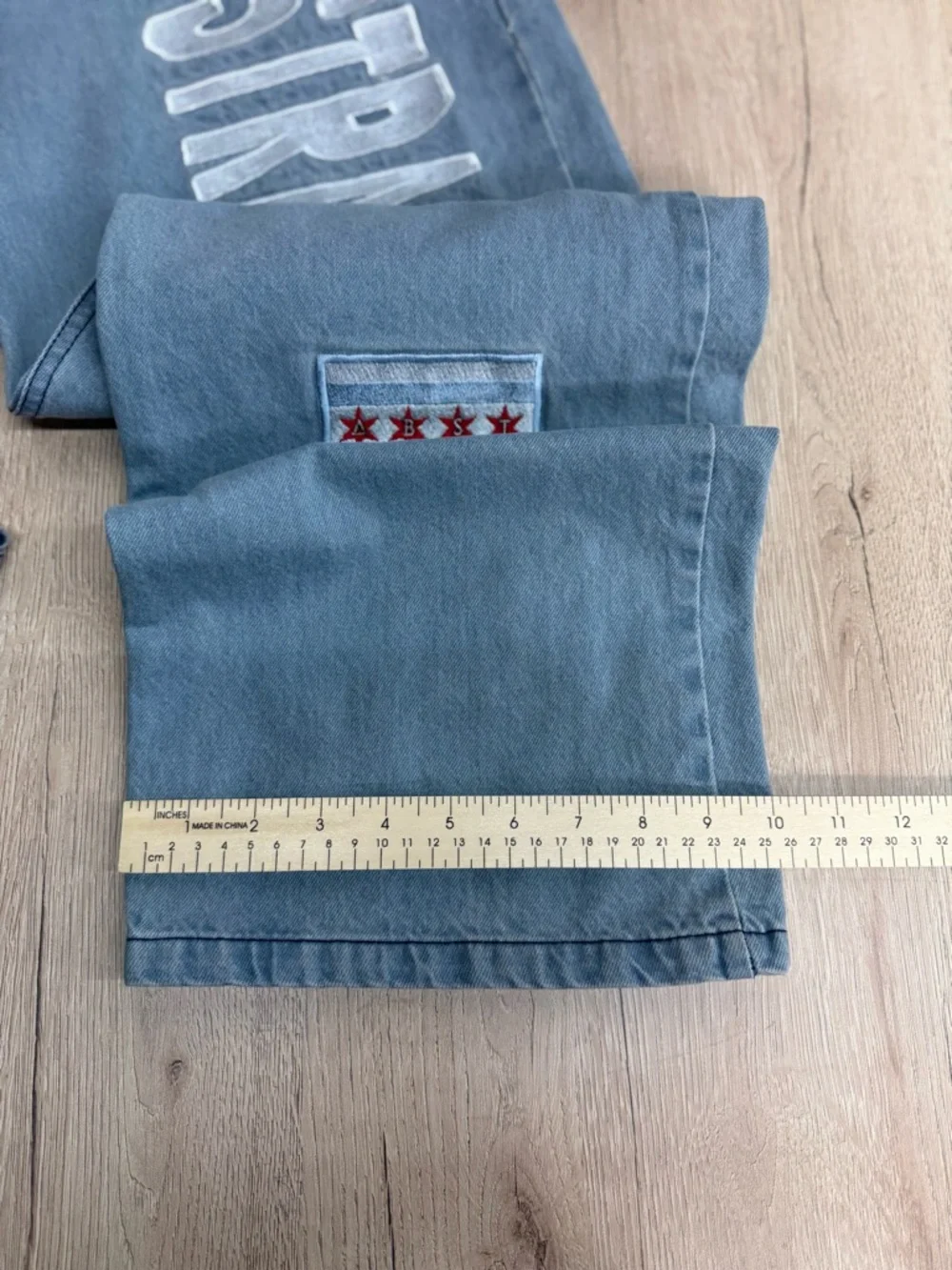 Embroidered Graphics Relaxed-fit Decor Patches Streetwear Artistic Jeans 34x30